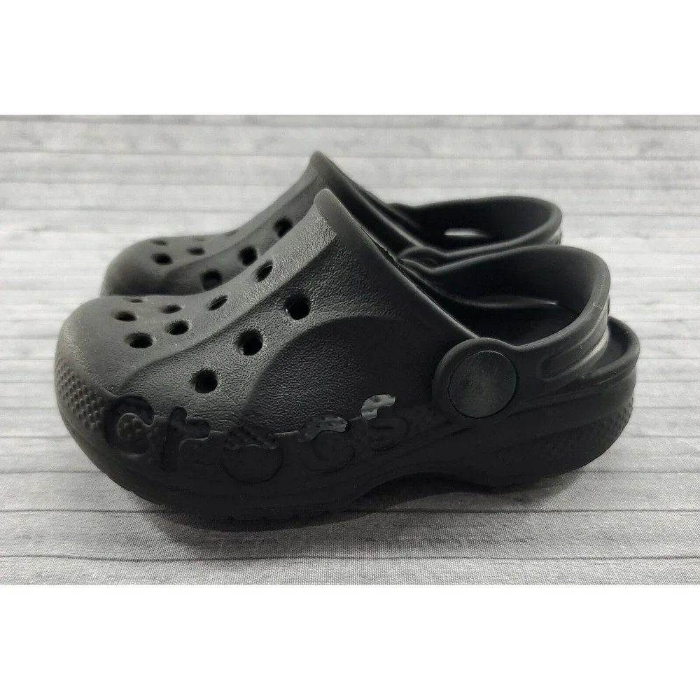 Crocs‎ Baya Black Clogs Slip On Shoes Size C6 C7 Toddler Sandals